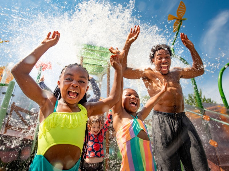 Kids in water playground 