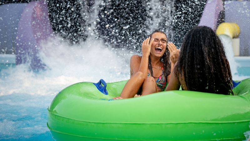 Girls enjoying a big splash